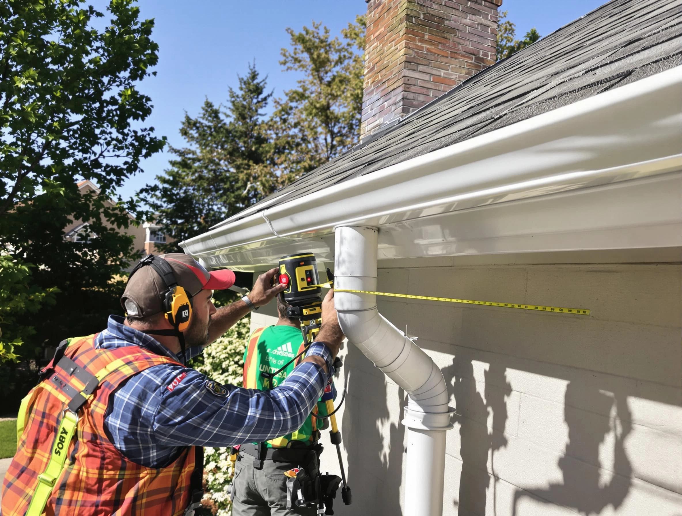 Avon Lake Roofing Company installing downspouts at a property in Avon Lake, OH