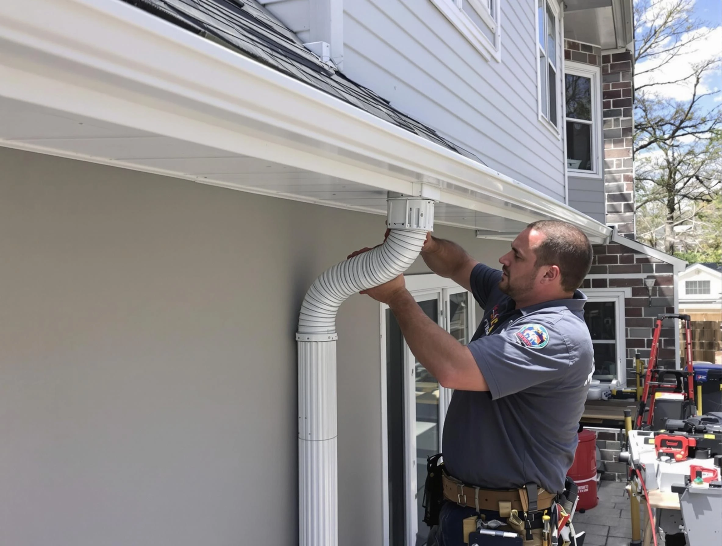 Downspouts installed by Avon Lake Roofing Company to guide water away in Avon Lake, OH