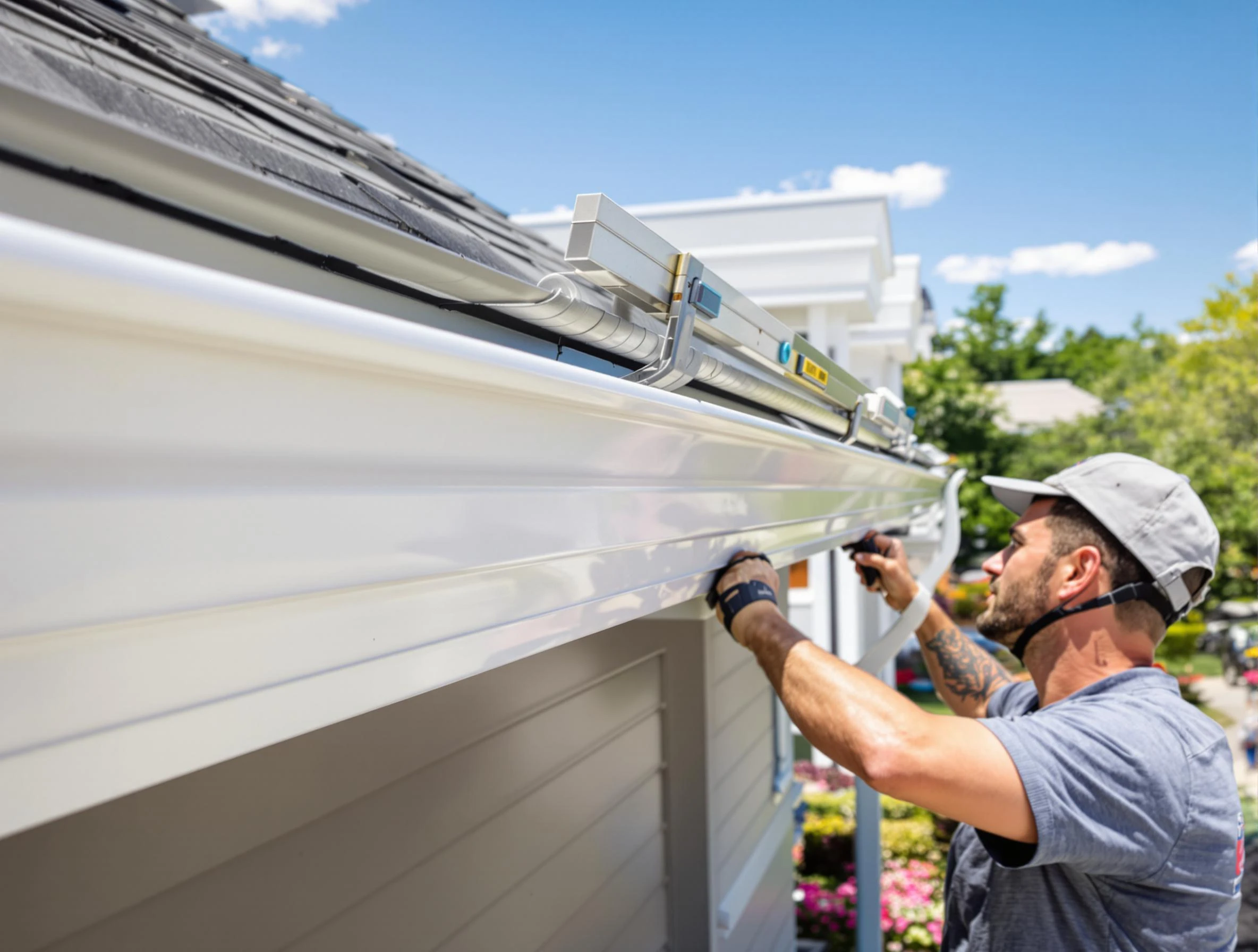 Newly installed gutters by Avon Lake Roofing Company for a home in Avon Lake, OH